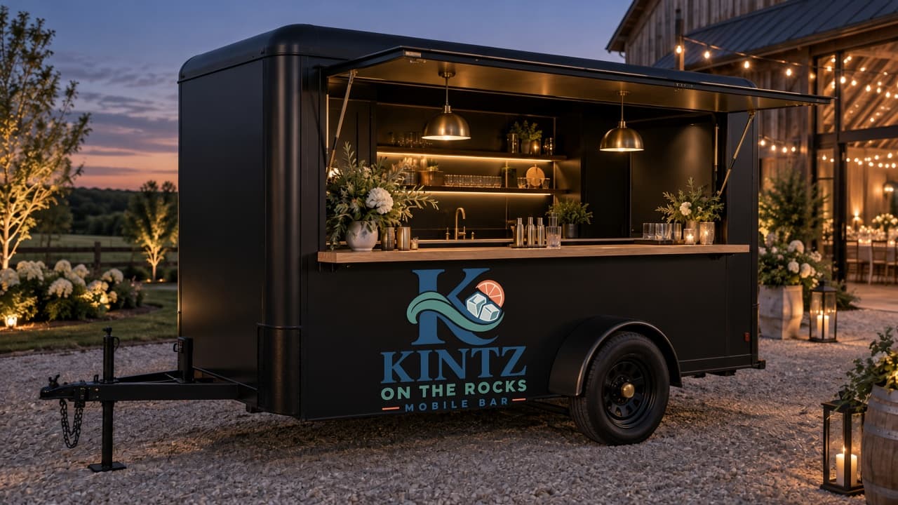 Future matte-black Kintz On The Rocks trailer vision at dusk